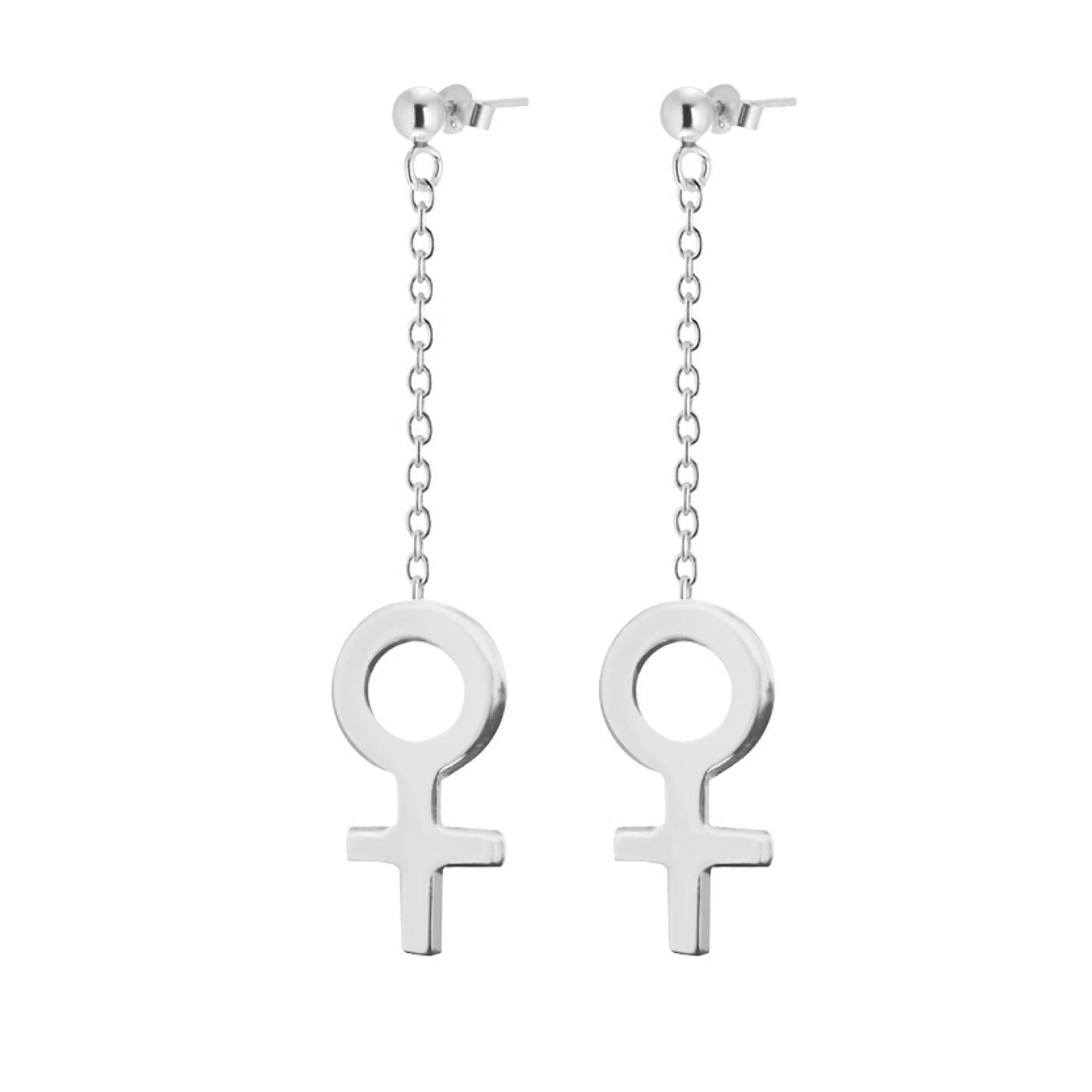 Women Unite long Earring Silver